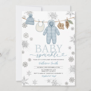 Winter Blue Baby Sprinkle Snowflakes Baby shower Kaart