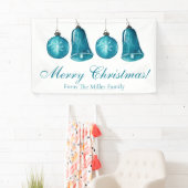 Winter Blue Baubles - Aangepaste familie Merry Ker Spandoek (Insitu)