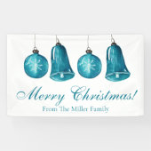 Winter Blue Baubles - Aangepaste familie Merry Ker Spandoek (Horizontaal)