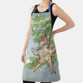 Winter Blue Bird Christmas Waterverf SnowTree Schort (Insitu)