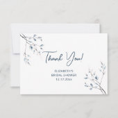 Winter Blue Botanical Thank You Card Bedankkaart (Voorkant)