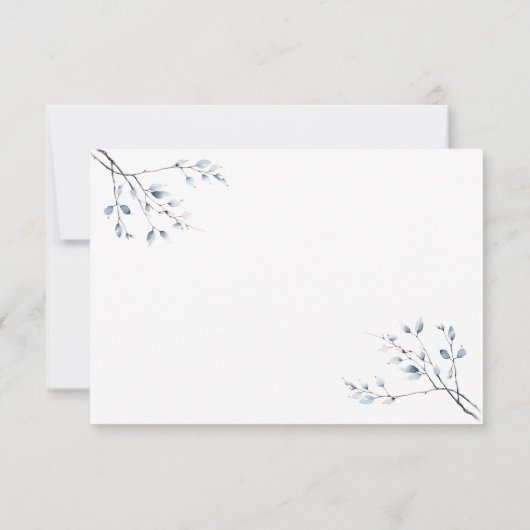 Winter Blue Botanical Thank You Card Bedankkaart (Achterkant)
