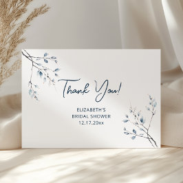 Winter Blue Botanical Thank You Card Bedankkaart