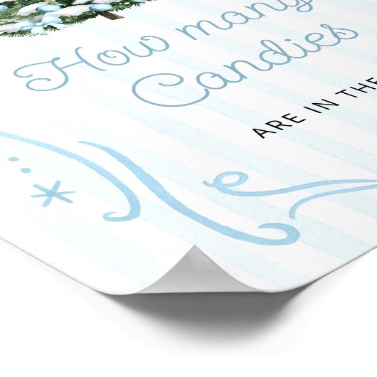 Winter Blue Bow Baby Shower Guess How Many Candies Poster (Hoek)