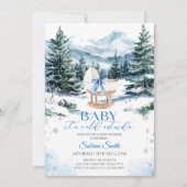 Winter Blue Bow Cradle Baby Shower Kaart (Voorkant)