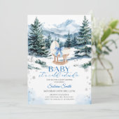 Winter Blue Bow Cradle Baby Shower Kaart (Staand voorkant)