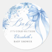 Winter Blue Bow Snowflakes Baby shower Ronde Sticker (Voorkant)