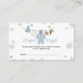 Winter Blue Boy Baby Shower Snow Diaper Raffle Informatiekaartje (Voorkant)