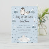 Winter Blue Boys Arctic Animals Baby shower Kaart (Staand voorkant)