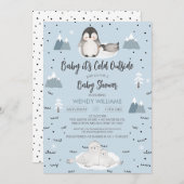 Winter Blue Boys Arctic Animals Baby shower Kaart (Voorkant / Achterkant)