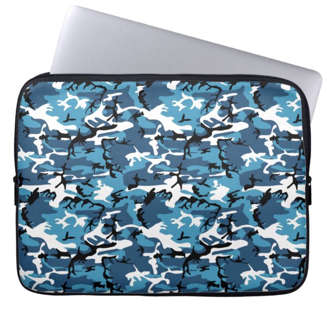 Winter Blue Camo Laptop Sleeve (Voorkant)