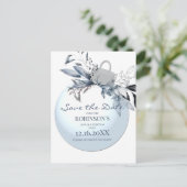 Winter Blue Christmas Bauble | Save the date Briefkaart (Staand voorkant)