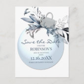 Winter Blue Christmas Bauble | Save the date Briefkaart (Voorkant)
