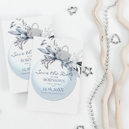 Winter Blue Christmas Bauble | Save the date Briefkaart