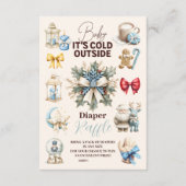 Winter Blue Christmas Holiday Diapper Raffle Informatiekaartje (Voorkant)
