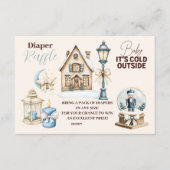 Winter Blue Christmas Holiday Diapper Raffle Informatiekaartje (Voorkant)
