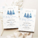 Winter Blue Christmas Tree Baby shower Boy Kaart<br><div class="desc">Roze kerstboom en sneeuwvlok baby shower uitnodiging.</div>