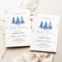 Winter Blue Christmas Tree Baby shower Boy