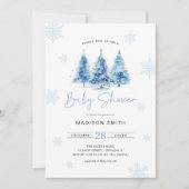 Winter Blue Christmas Tree Baby shower Boy Kaart (Voorkant)