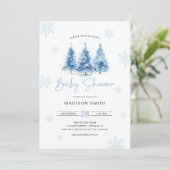 Winter Blue Christmas Tree Baby shower Boy Kaart (Staand voorkant)