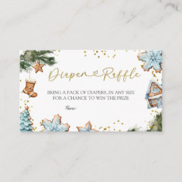 Winter Blue Cookie Baby shower Luier Raffle Informatiekaartje