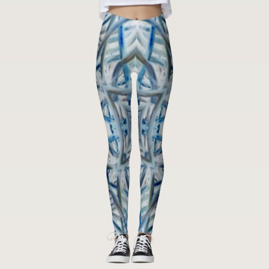 Winter Blue Crystal Pattern Leggings (Voorkant)