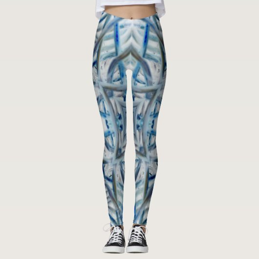 Winter Blue Crystal Pattern Leggings (Voorkant)