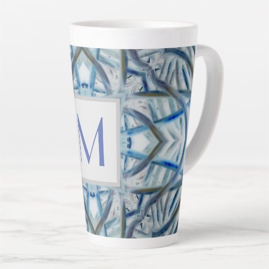 Winter Blue Crystal Pattern Monogram Mok (Rechterhoek)