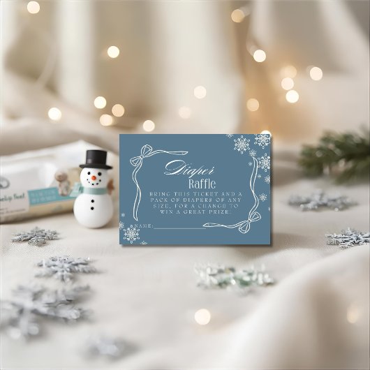 Winter Blue Diaper Raffle Baby shower Informatiekaartje