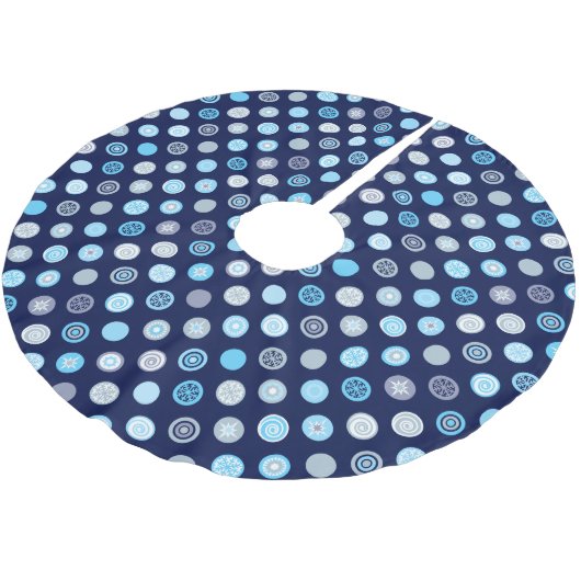 Winter Blue Dot Pattern Tree Rok Kerstboom Rok (Gekanteld)