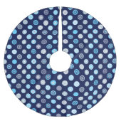 Winter Blue Dot Pattern Tree Rok Kerstboom Rok (Voorkant)
