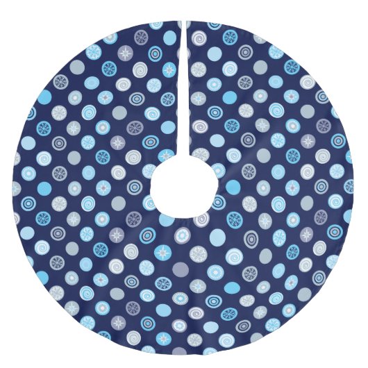 Winter Blue Dot Pattern Tree Rok Kerstboom Rok (Voorkant)