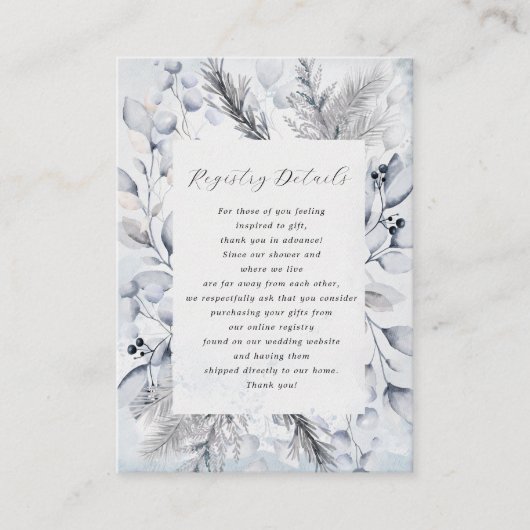 Winter Blue Elegant Floral Vrijgezellenfeest Informatiekaartje (Voorkant)