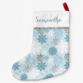 Winter Blue en Silver gepersonaliseerd Kleine Kerstsok (Achterkant)
