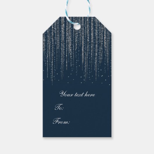 Winter Blue en Silver Sparking Ice Lights Wedding Cadeaulabel (Voorkant)