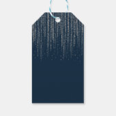 Winter Blue en Silver Sparking Ice Lights Wedding Cadeaulabel (Achterkant)