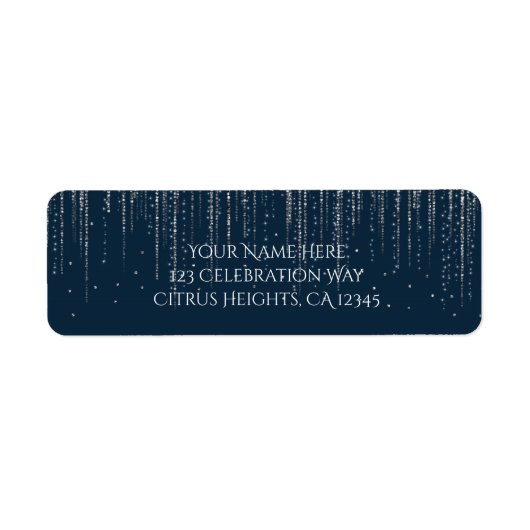 Winter Blue en Silver Sparking Ice Lights Wedding Etiket (Voorkant)
