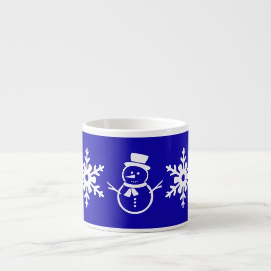 Winter Blue en White Cute Snowman Snowflake Espresso Kop (Voorkant)