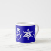 Winter Blue en White Cute Snowman Snowflake Espresso Kop (Voorkant rechts)