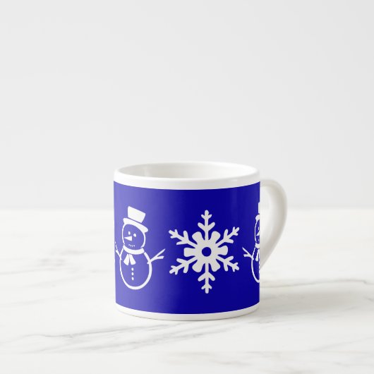Winter Blue en White Cute Snowman Snowflake Espresso Kop (Voorkant rechts)