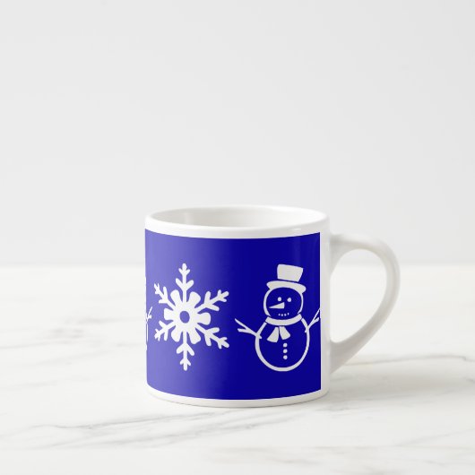 Winter Blue en White Cute Snowman Snowflake Espresso Kop (Rechts)