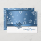 Winter Blue en White Snowfalkes RSVP-kaarten RSVP Kaartje (Voorkant / Achterkant)