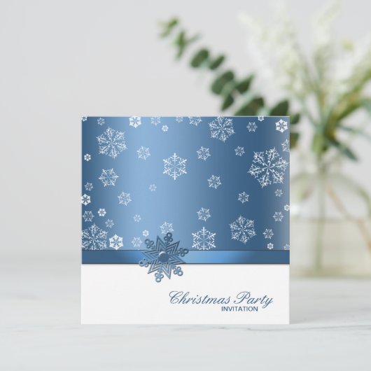 Winter Blue en White Snowflake kerstparty Kaart (Staand voorkant)