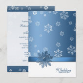 Winter Blue en White Snowflake Wedding Invites Kaart (Voorkant / Achterkant)