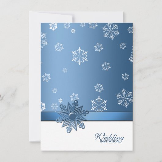 Winter Blue en White Snowflake Wedding Invites Kaart (Voorkant)