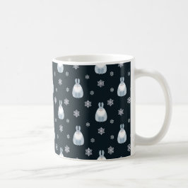 WINTER BLUE EN WITTE HOLIDAY BUNNY RABBITS KOFFIEMOK