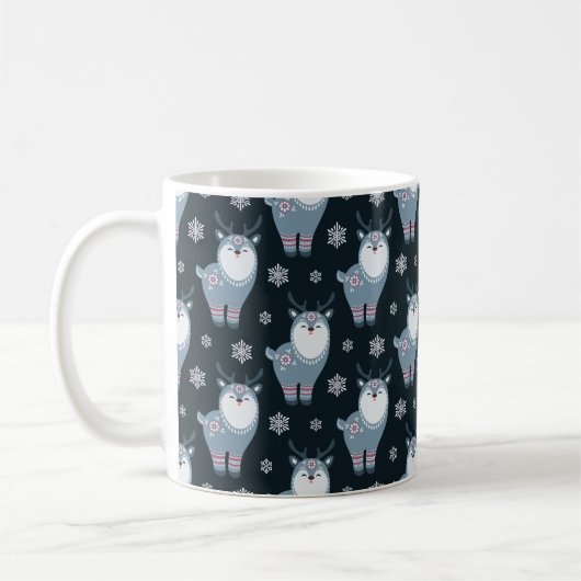 WINTER BLUE EN WITTE HOLIDAY REINDEER KOFFIEMOK (Links)