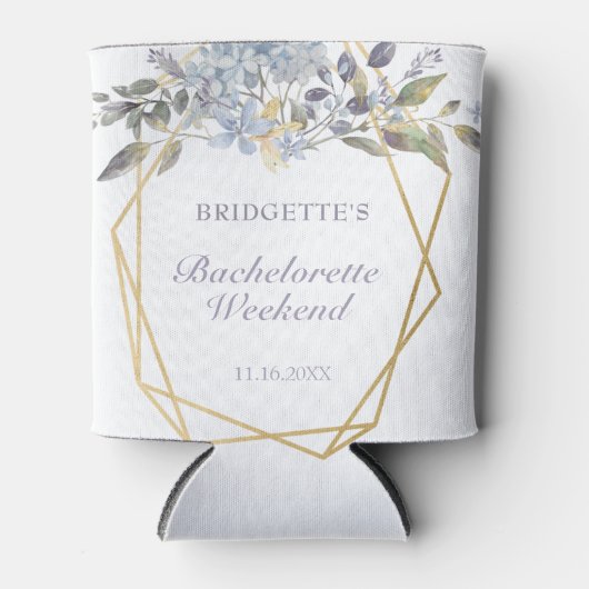 Winter Blue Floral Bachelorette Weekend Itinerary Blikjeskoeler (Voorkant)