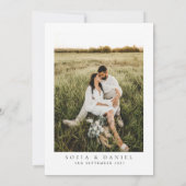 Winter Blue Floral Lijst Trouwfoto Kaart (Achterkant)