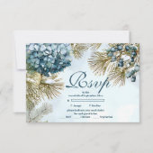 Winter Blue Floral Quinceañera RSVP Kaartje (Voorkant)